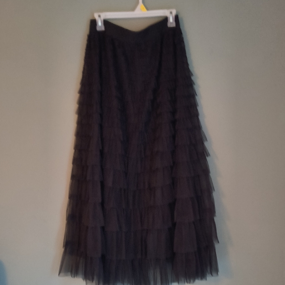 Elegant Black Layered Maxi Skirt